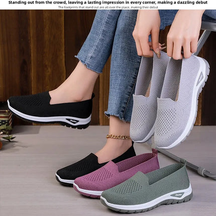 Women Walking Shoes High Quality Women Tennis Sneakers Fashion Lady Breathable Shoe Slip On Knit Upper Non Slip Workout 2025