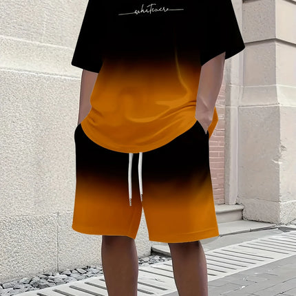 Summer Casual Men's T-Shirt and Shorts Set 2026 Sportswear Set Plus Size Short-Sleeve T-Shirt Drawstring Pocket Shorts Set