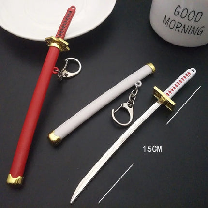 Anime Keychain Roronoa Zoro Samurai Sword Metal Key Ring Scabbard Keyring Katana Buckle Key Chain Unisex Jewelry Gift
