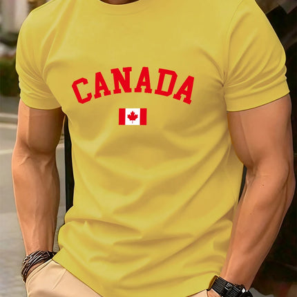 Canada Text With Flag Printed Cotton T-Shirts Men's Summer Short Sleeve T Shirt Soft Oversized O-Neck Tops Basic Men's Clothes