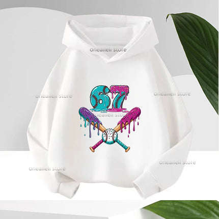 Spring Autumn Graphic Funny 67 Children's Hoodies Sweatshirt Casual Hip Hop Long-sleeve Fleece Boy Girl Kid Warm Hooded Pullover