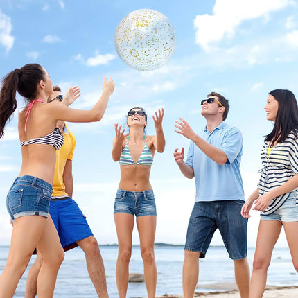 40cm Shiny Sequins Inflatable Ball PVC Transparent Confetti Ball Reusable Swimming Pool Beach Ball Holiday Party Decor