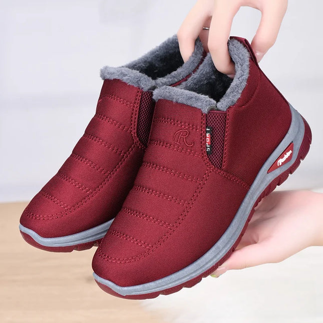 Winter New Fleece Lined Anti-slip Soft Bottom Women's Short Boots Thick Warm Cotton Shoes round Toe Casual Style Comfortable
