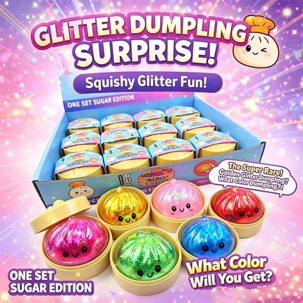 Glitter Dumpling Squishy ULTRA RARE Gold Glitter Hidden Edition  Dumplings Sensory Steamer Soft TPR Dough Ball for Stress Relief