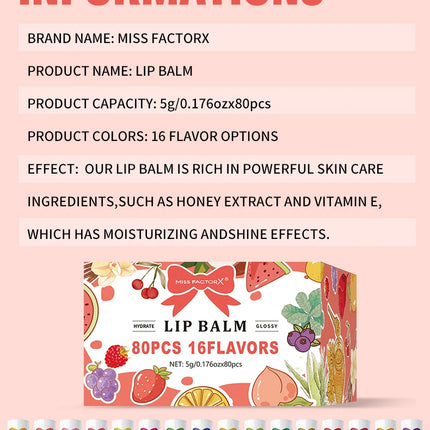 80PCS advanced gift set lipstick set -16 flavors, moisturizing, nourishing, shiny, natural formula