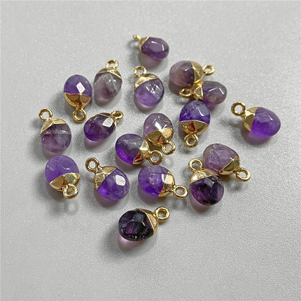 5pcs 6x10MM Faceted Natural Stone Oval Pendant Charm Pendant for DIY Jewelry Making Necklace Earrings Gem Accessory Wholesale