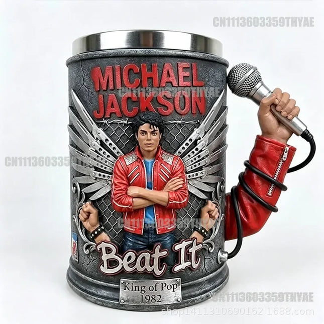 2026 Michael Jackson Beat It commemorative mug 3D relief stainless steel inner liner mug