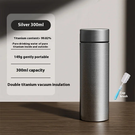 Pure Titanium Insulated Cup Men And Women'S Water Cup Portable Tea Cup Tea Water Separation Titanium Cup Cold Insulation Bottle