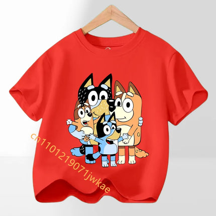 Bluey Bingo T-shirt Children's Summer Multi-color Clothing Girl Trendy Base Top Cute Cartoon Figure Print Tees Kids Birthday Gifts