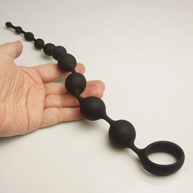 Silicone Anal Beads Sex Toys,10 Increasing Size Balls Anus Butt Plug,Analplug Buttplug Butplug With Easy Pull Loop Handle