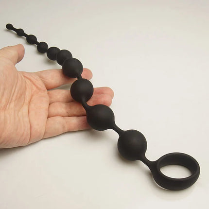 Silicone Anal Beads Sex Toys,10 Increasing Size Balls Anus Butt Plug,Analplug Buttplug Butplug With Easy Pull Loop Handle