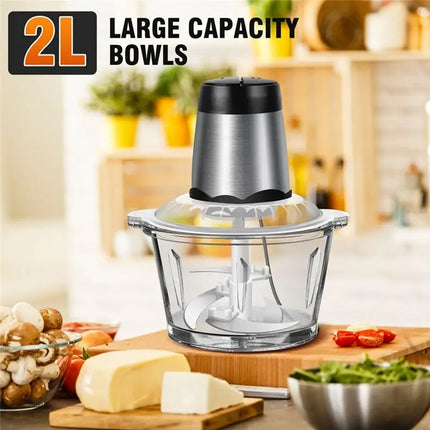 UNCL Small Food Chopper Electric Food Processor With 2-Liter Glass Container A EU Plug