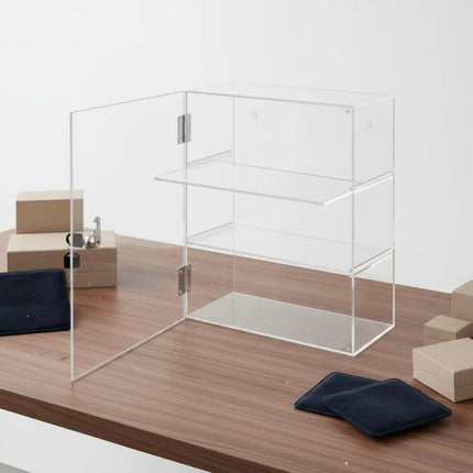 Locking Acrylic Display Case Lockable Clear Display Case 3 Tier Clear Storage Cabinet Removable Shelves for Display