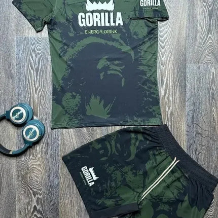 2025 New GORILLA Eagle Sports Set Men's White Graphic Rash Guard T-shirts & Shorts Quick Drying MMA Training Combat Streetwear