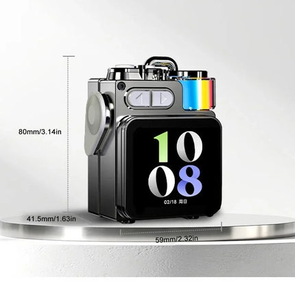 LED Display Screen RGB Desktop Subwoofer Wireless Loudspeaker Metal Mechanical Bluetooth Speaker Support Calendar Alarm Clock