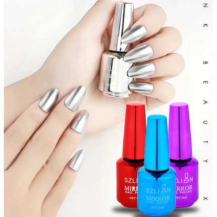 1PCS Metal Mirror Silver Baking Free Nail Polish Super Texture Gorgeous Durable Nail Polish Multicolor Bright Nail Polish Beauty