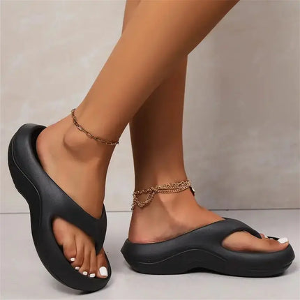 2025 Summer Thick Platform EVA Flip Flops for Women Clip Toe Non-Slip Beach Sandals Woman Comfortable Soft Sole Cloud Slippers