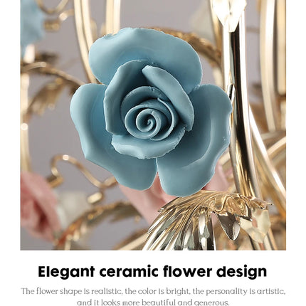 European Floral Design Chandelier Modern Rose Decorative Chandelier Lighting Nordic Living Room Ceramic Flower Chandelier