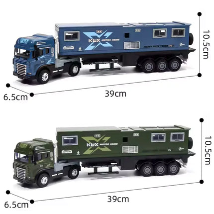 Large Alloy Travel Sound and Light RV Model Simulation Sound and Light Truck Toy Off-road Container Truck Toy Children's Gift ﻿