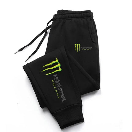 Monster Energy Letter Print Multi-functional Drawstring Casual Pants Men's Loose Fit Straight-Leg Sports Pants