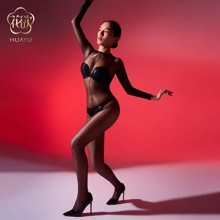 Oil Shiny Pantyhose Bodysuits Women Sexy 1D Ultra Thin Stockings Jumpsuits Erotic Lingerie Bodystockings Lady Glossy Catsuits