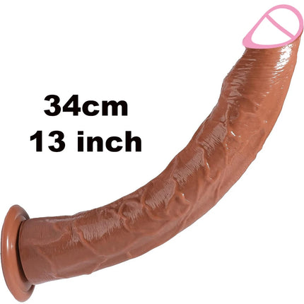 13.4 Inch Long Dildo 34 cm Realistic Dildos with Small Glans Black Jelly Penis with Suction Cup Anal Sex Toys for Women Men 18+