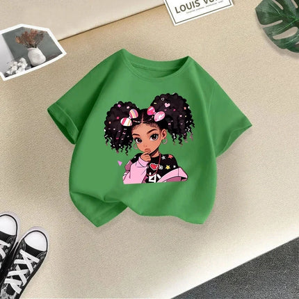 Children's Clothing, Short Sleeves for Girls, 2025 Summer New Girls' T-shirts, Pure Cotton Fashionable Printed Children's Top Trend