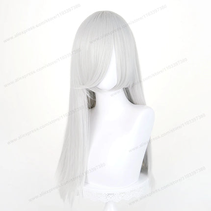 60cm Long Straight Cosplay Synthetic Wig With Bangs Golden Yellow Green Blonde Purple Heat Resistant Hair Anime Wigs + Wig Cap