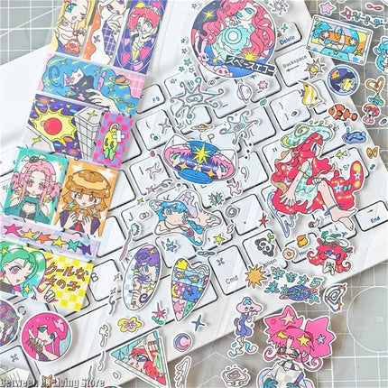 Cute Retro Graffiti Tape Stickers DIY Craft Supplies for Scrapbooking, Phone Cases,Cups & Notebooks, Decorative Adhesive Labels