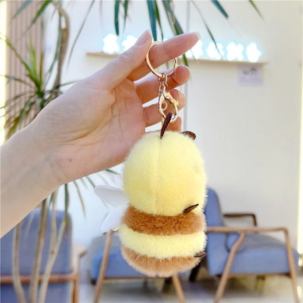 Honeybee Plush Keyring Soft with wing Stuffed Animal Keychain Accessory Bag Decoration for Everyday Use Children Birthday Gift