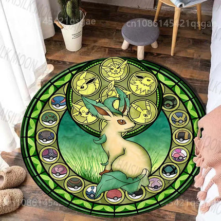 1PC Cartoon Japan Pokemon Sylveon Print Round Carpet for Living Room Bedroom Table Chair Sofa Home Decor Area Rug Luxury Gift