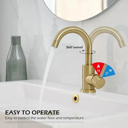 2026 New Arrival Light Luxury Gold Bathroom Basin Faucet Modern Stainless Steel Hot & Cold Water Mixer Tap for Vessel Sink