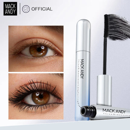 MACKANDY 4D Curling Thickening Black Mascara Waterproof Sweatproof Defined Lashes & All-Day Hold for Eyelash Extensions & Makeup