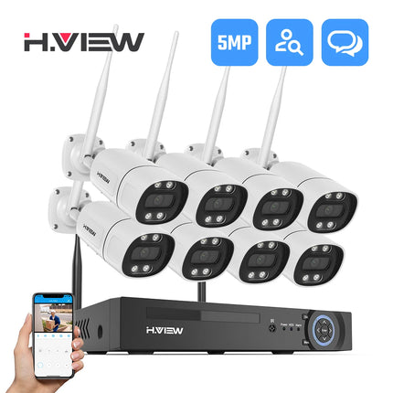H.view 8CH 3MP 5MP Wireless 2.4GHz Wifi Camera Security System CCTV Camera Video Surveillance Kit NVR Outdoor Two-Way Audio