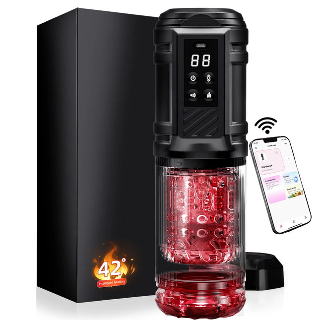 APP LED Automatic Heating Male Masturbator Cup 12 Sucking Rotating Licking Thusting Pocket Pussy Stroker Blowjob Sex Toy For Men