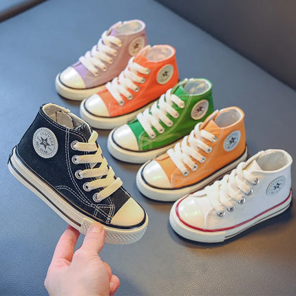 Children's Mid-Top Canvas Shoes Soft Sole Comfortable Casual Children's Shoes Boys and Girls Non-slip Breathable Board Shoes