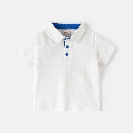 2026 Boys Short Sleeve Polo Shirt 100% Cotton Summer 2-6Y Kids Solid Color Soft and Breathable T-shirt for Children Clothes