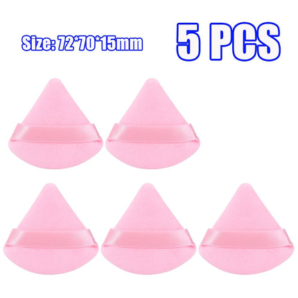 1-60pcs Triangle Velvet Powder Puff Soft Washable Sponge Black Pink Cosmetic Puffs Loose Powder Facial Beauty Makeup Accessories