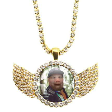 John Pork Is Calling Answer Call Phone Humor Funny Pig Graphic Glass Cabochon Angel Wings Pendant Necklace Jewelry Giftwholesale