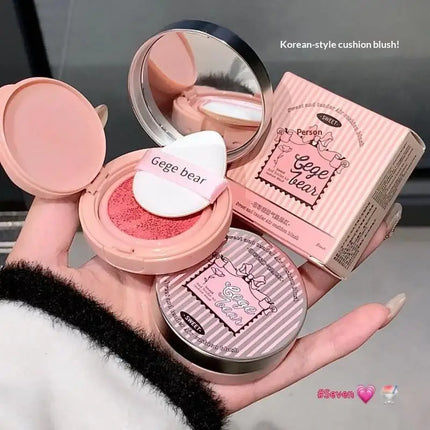 1Pc Gege Bear 3.5g Matte Cream-Textured Cushion Blush With Puff, Powder-free, Smooth Application, Create Flawless Daily Makeup