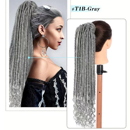 Clip In Dreadlock Ponytail Extensions Faux Locs Twisted Hairpiece for Black WomenGoddess Locs Wrap Around Synthetic Fake Pony Ha