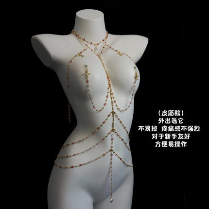 Sexy Sultry Body Chains Rhinestone Collars Nipple Clitoral Clamps Anal Plugs Feminine Erotic Accessories BDSM Training Sex Toys