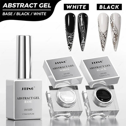 JTING Nail Polish Lace Gel Uv Semi-Permanent Nail Polish Varnish Salon Gel Nail Polish Black/White Nail Gel Abstract Gel Nail