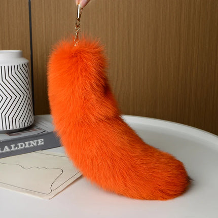 Natural Fox Fur Tail Keychain Furry Y2k Beautiful Accessory Fox Tail Keychain Length 40 Cm Car Keychains for Women