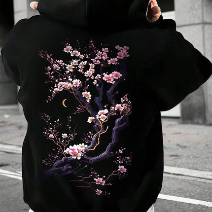 Plum blossoms that can withstand severe cold Print  Mans Retro Loose Hoodie  Fleece Warm Fashion Hoody Unisex Basics Clothing