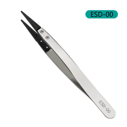 1 Piece Anti-Static ESD Tweezers Replaceable Tweezers Tips Stainless Steel Body Carbon Fiber Conductive Plastic Tweezers
