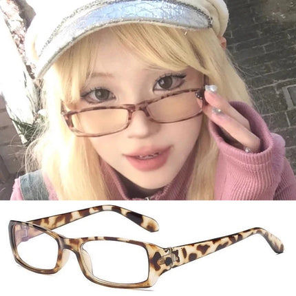Retro Fashion Red Green Small Square Oval Frame Glasses Women Girls Y2K  Anti Blue Light Glass Reading Eyeglasses Decor Eyewear
