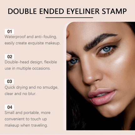 Rotating Eyeliner Stamp Pen Waterproof Sweat-Proof Integrated Black Brown Dual-Head Triangular Tip Symmetric Liquid Eyeliner Pen