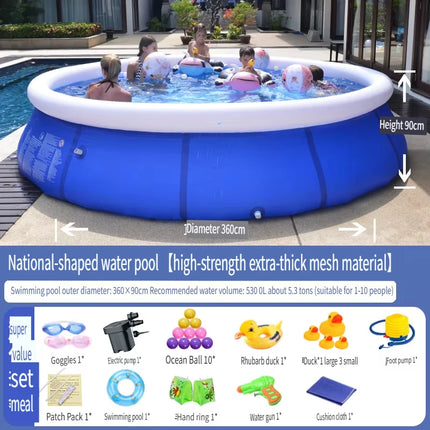 Round Inflatable Swimming Pool Large Household Adults Children Thickened Family Children Outdoor Oversized Bracket Paddling Pool