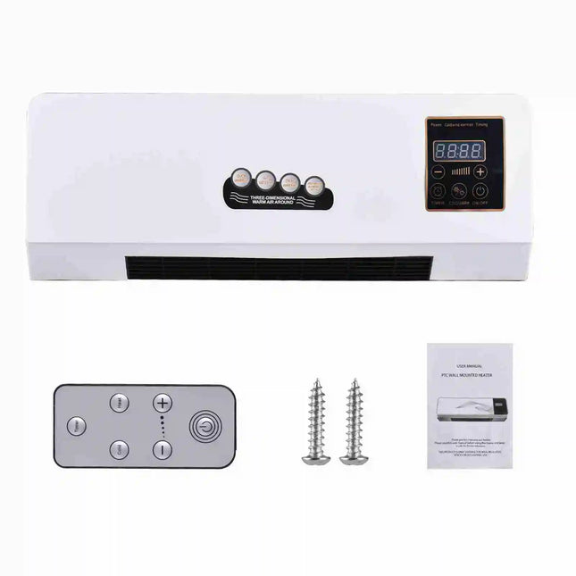 Heater Fan 2 in 1 Heating Nature Wind Timing Digital Display Wall Mounted Space Heater for Home Office Dormitory